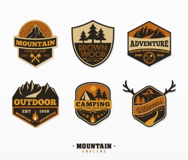 Camping and mountain emblem set