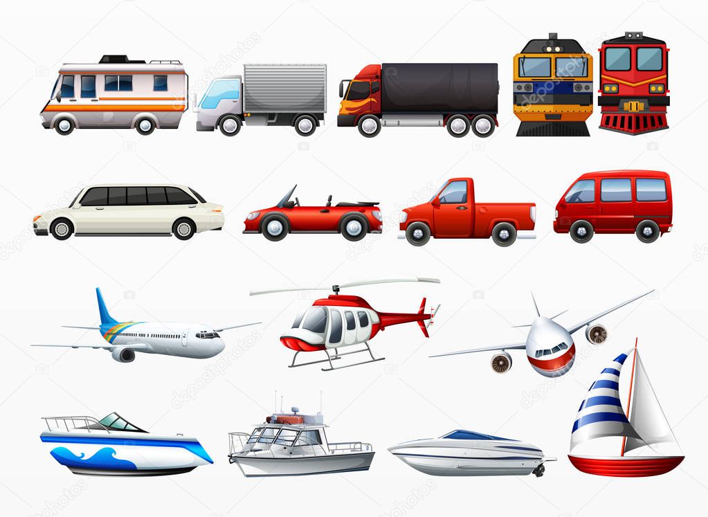 Variety of transportation elements set