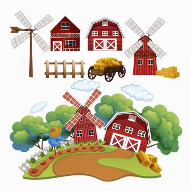 Çiftlik çizgi film setinin çeşitliliği