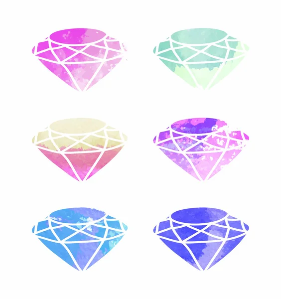 Mignon Aquarelle Design Diamant Ensemble — Image vectorielle