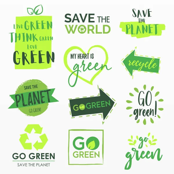 Variety Environmental Stickers Set — Stock Vector