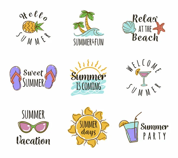 Verschiedene Sommer Sticker Set — Stockvektor