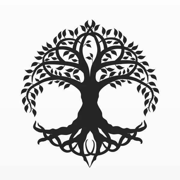 Svart Keltiskt Träd Illustration Design — Stock vektor