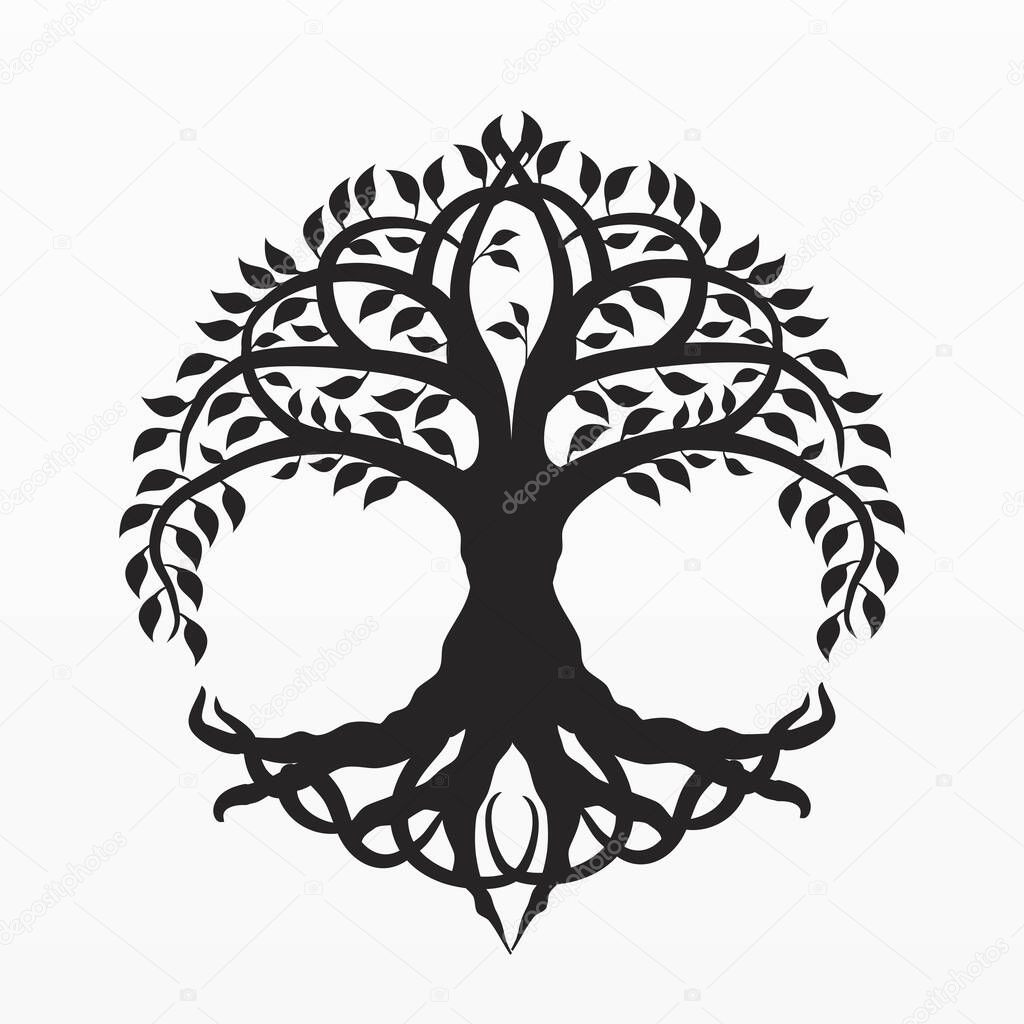 Black Celtic tree illustration design