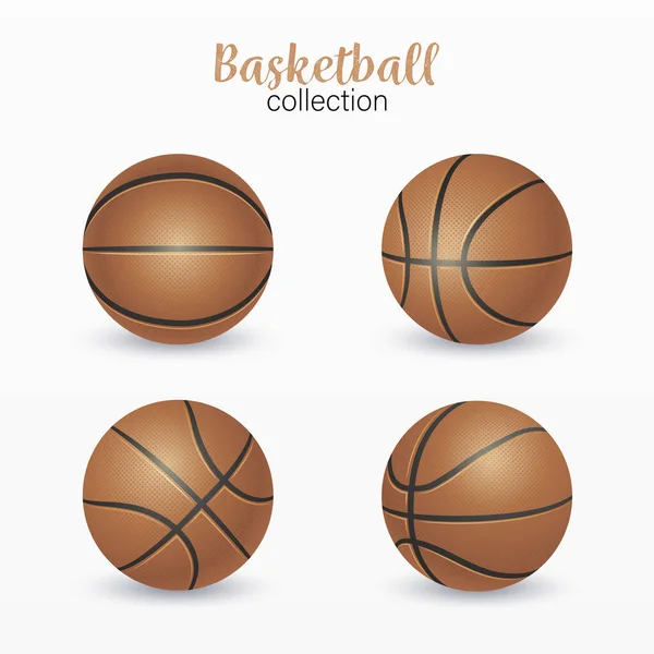 Variedad Juego Baloncesto Realista — Vector de stock