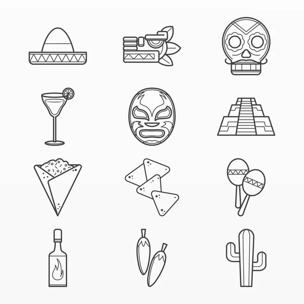 Variety Mexican Elements Set — Stock Vector