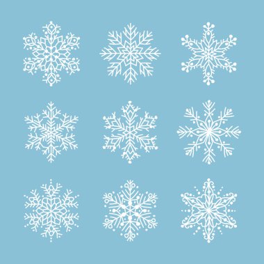 Beyaz kar tanelerinin çeşitliliği