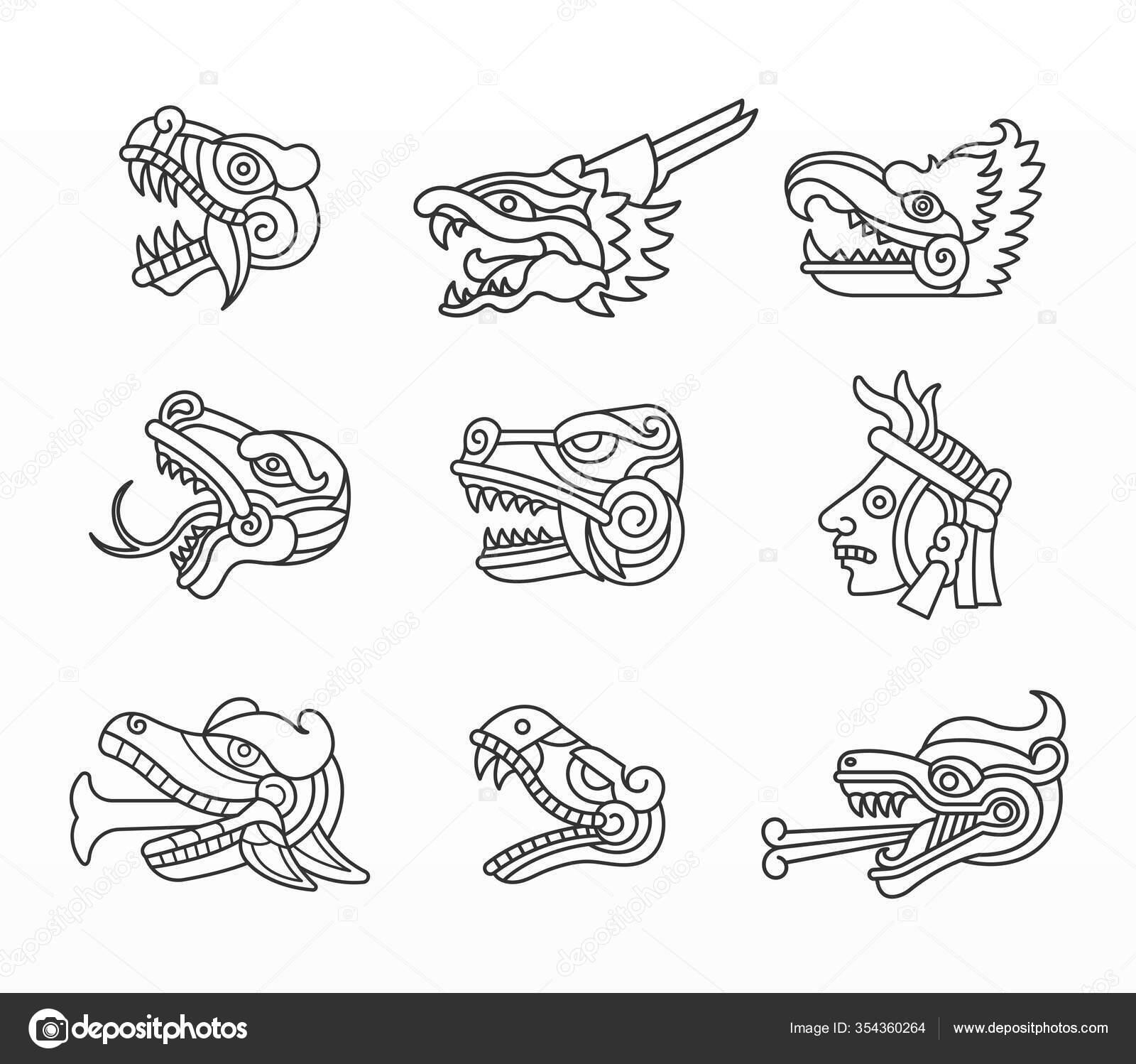 Dios azteca quetzalcoatl imágenes de stock de arte vectorial | Depositphotos