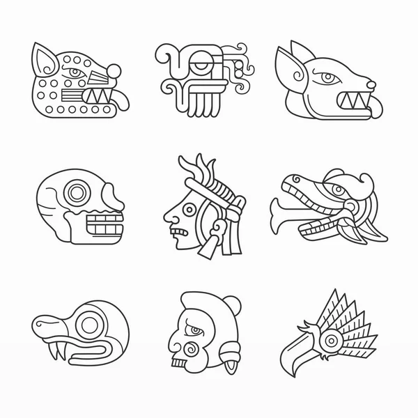 Variété Éléments Mayas Ensemble — Image vectorielle