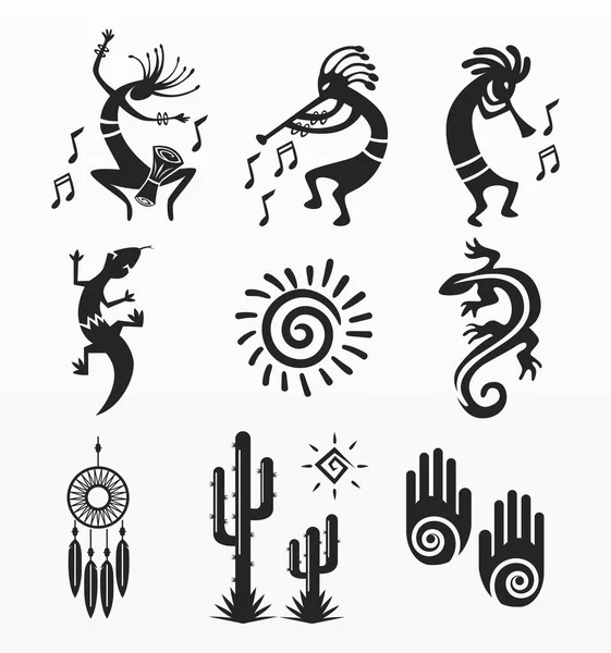 Variété Éléments Aztèques Ensemble — Image vectorielle