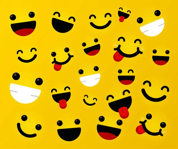 Variété Visages Emoji Ensemble — Image vectorielle