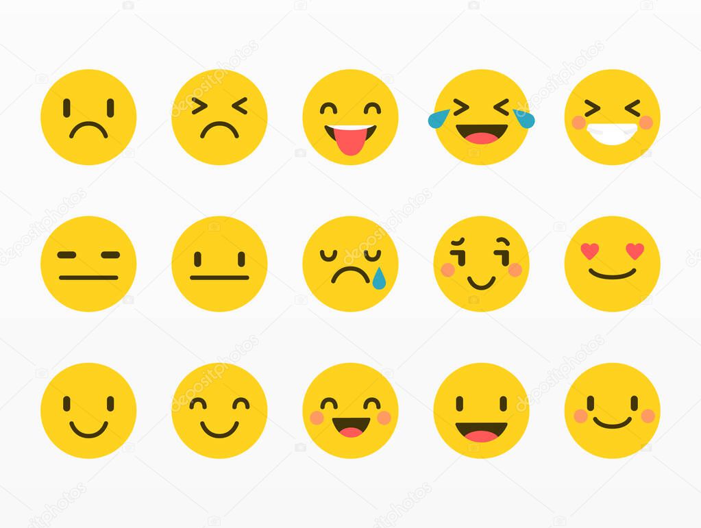 Variety of emoji faces set