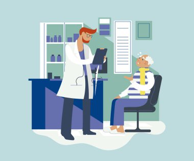 Doktor ve yaşlı adam tıbbi danışmanlık