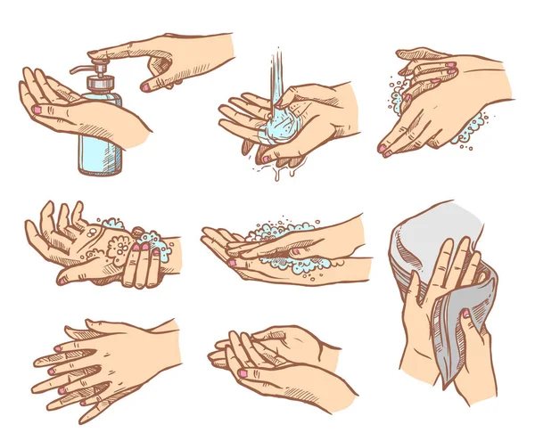 Мыть Руки Комплект — стоковый вектор