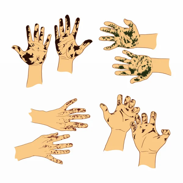 Variedade Mãos Sujas Definidas —  Vetores de Stock