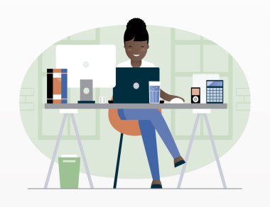 Ofis illüstrasyonunda çalışıyorum.