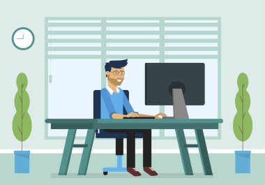 Ofis illüstrasyonunda çalışıyorum.