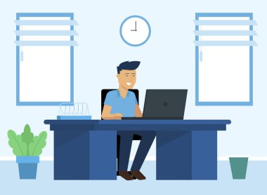 Ofis illüstrasyonunda çalışıyorum.