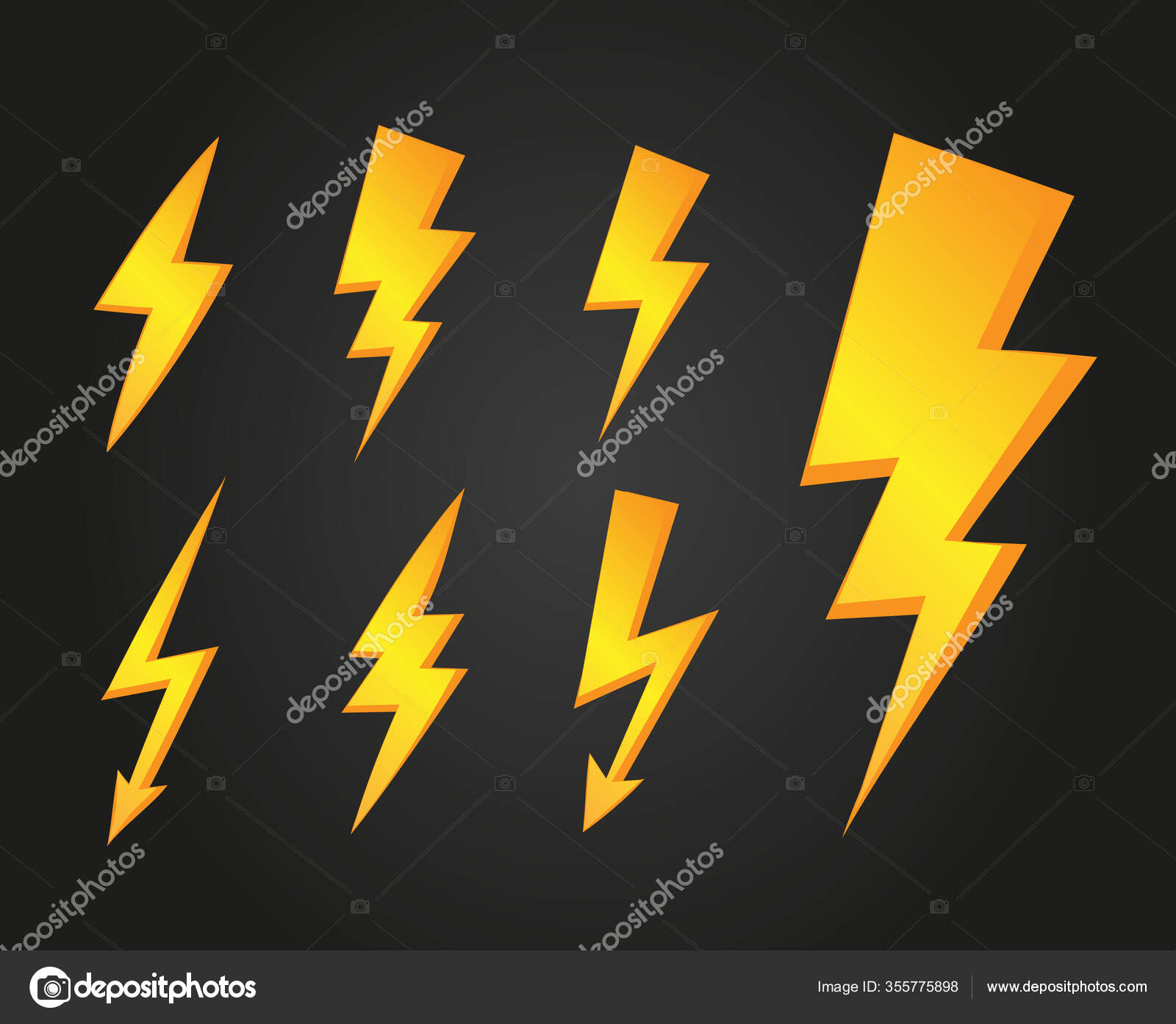 Variety Yellow Lightning Set Stock Vector by ©marklys 355775898