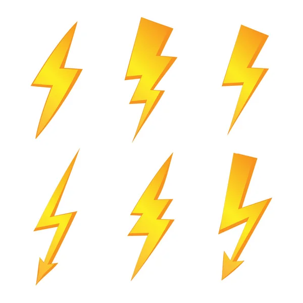Variety Yellow Lightning Set — Stock Vector
