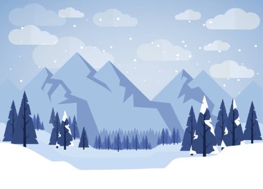 Karlı kış manzarası arka plan tasarımı