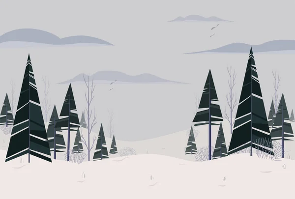 Inverno Nevado Paisagem Fundo Design — Vetor de Stock