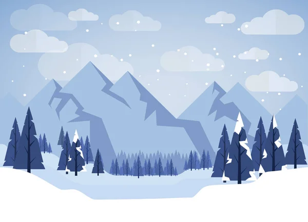 Snöig Vinter Landskap Bakgrund Design — Stock vektor