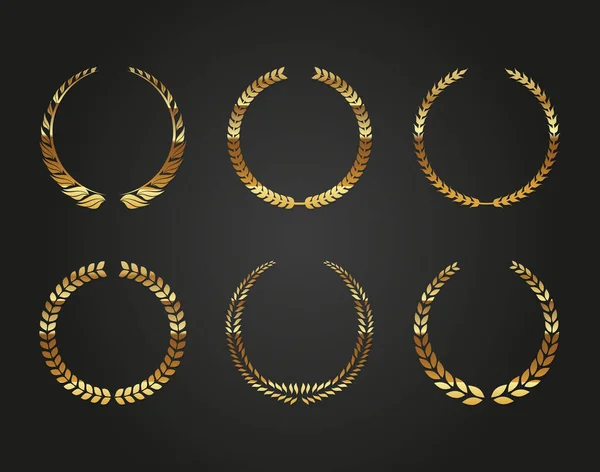 Різноманітність Золотих Вінків Емблем — стоковий вектор