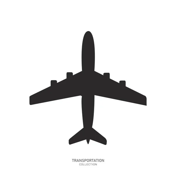 Illustration Silhouette Avion Noir — Image vectorielle