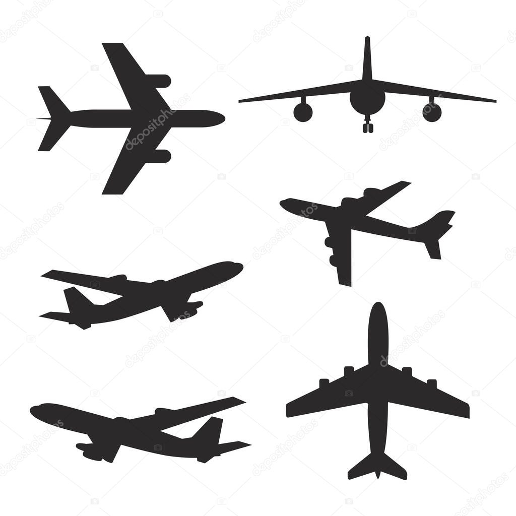 Variety of planes silhouette set