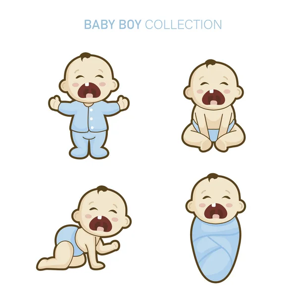 Aranyos Baby Boy Illusztráció Készlet — Stock Vector