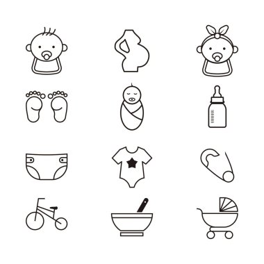 Yeni doğan ve annelik simgeleri ayarlandı