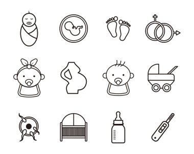 Yeni doğan ve annelik simgeleri ayarlandı