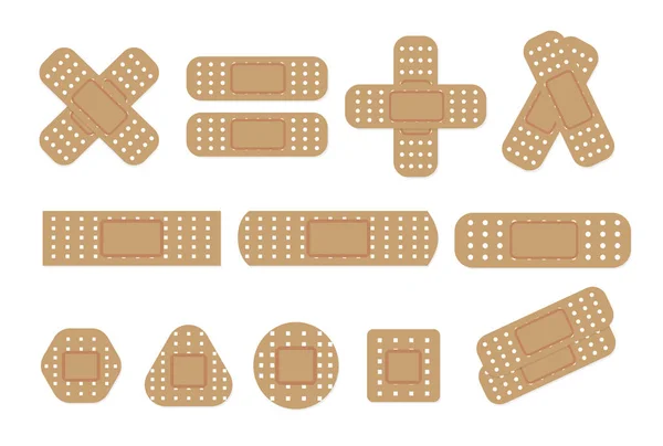 Variedade Conjunto Bandaid Médico — Vetor de Stock