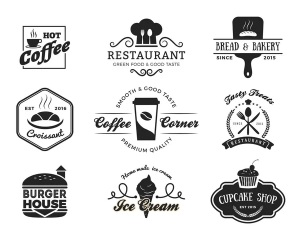 Variety Retro Food Logos — Stock Vector