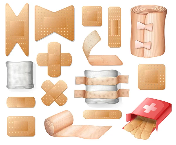 Variety Medical Bandaid Set — Stock Vector