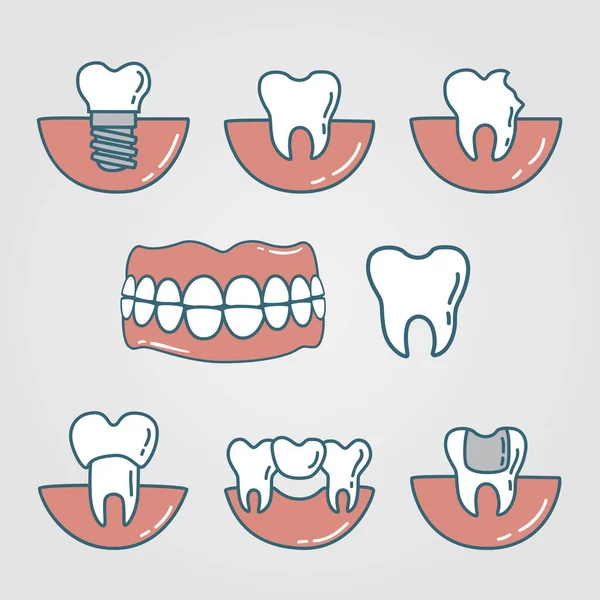 Variedad Elementos Dentales — Vector de stock