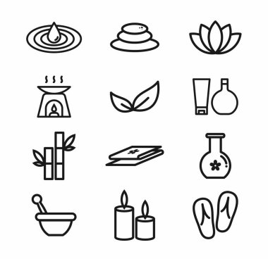 Spa elemanları simgelerinin çeşitliliği
