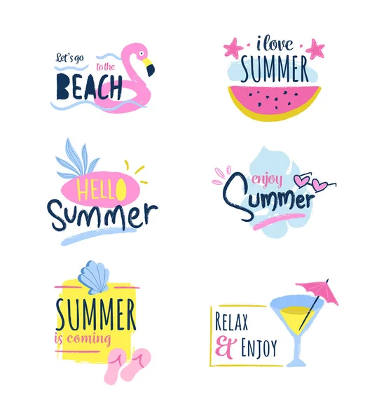 Verschiedene Sommer Sticker Set — Stockvektor
