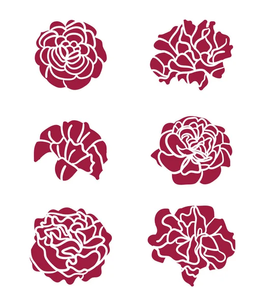 Векторный Набор Красных Роз — стоковый вектор