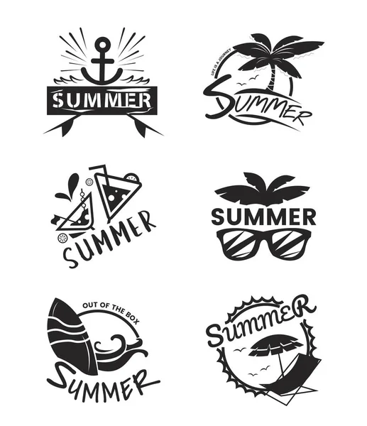 Variedad Conjuntos Emblemas Verano — Vector de stock