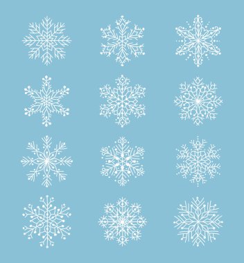 Beyaz kar tanelerinin çeşitliliği