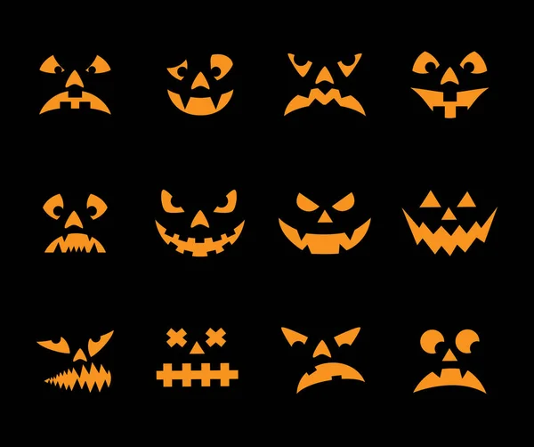 Variety Halloween Pumpkin Faces — Stock Vector