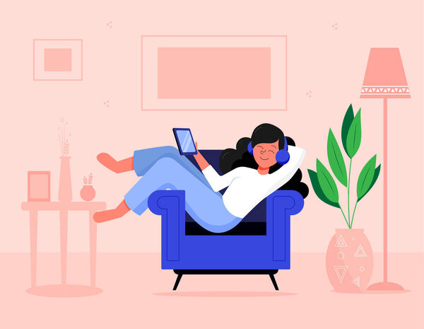 Девушка, сидящая дома
