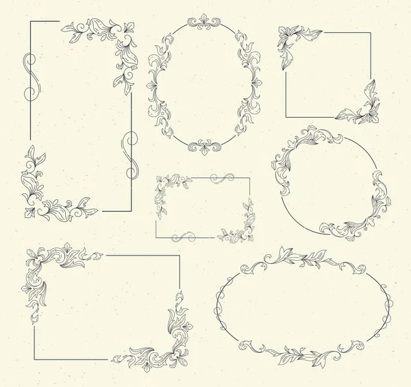 Verscheidenheid Van Bloemen Frames Set — Stockvector
