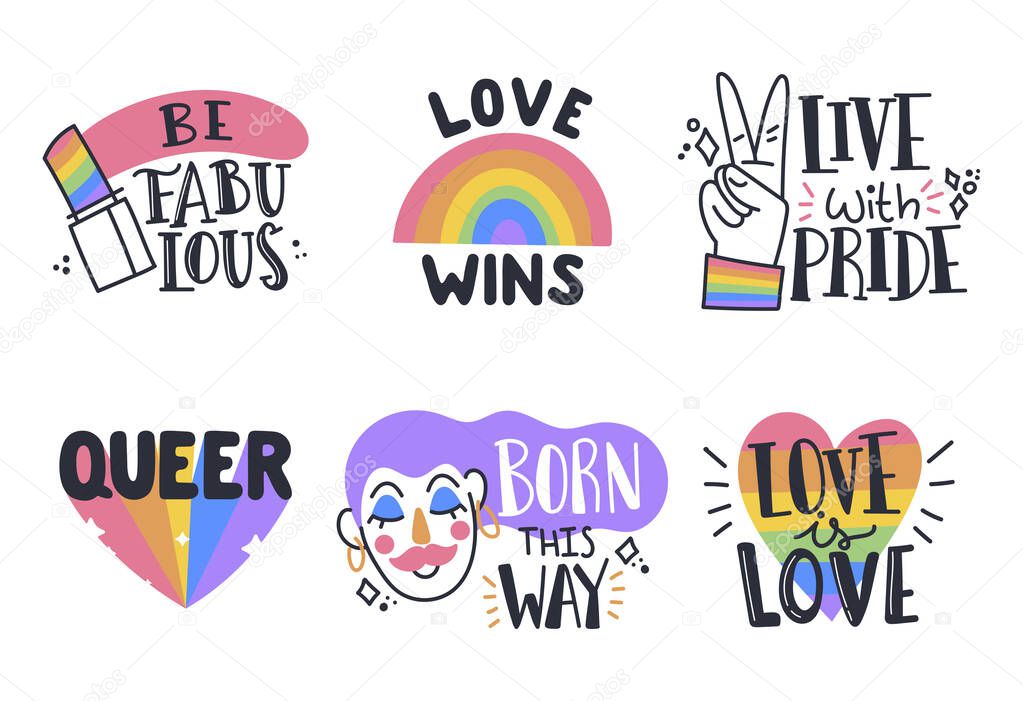 Variety of gay pride stickers