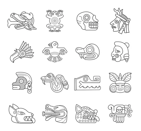 Variety Mayan Elements Set — Stock Vector