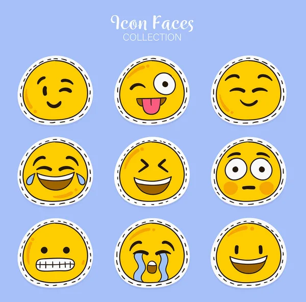 Különböző Emoji Arcok Készlet — Stock Vector