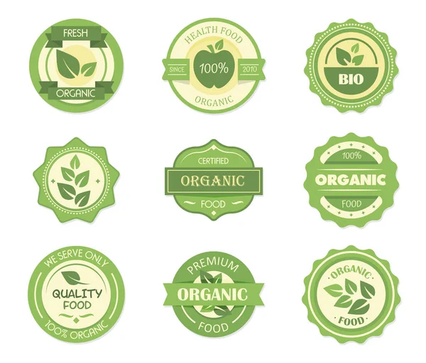 Berbagai Stiker Makanan Ekologi - Stok Vektor