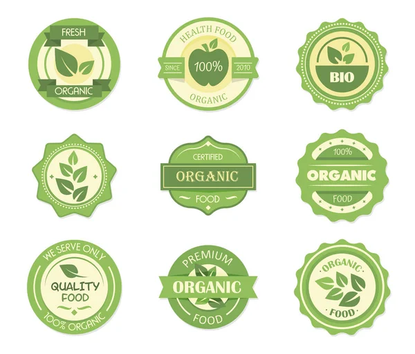 Variety Ecological Food Stickers — Stock Vector